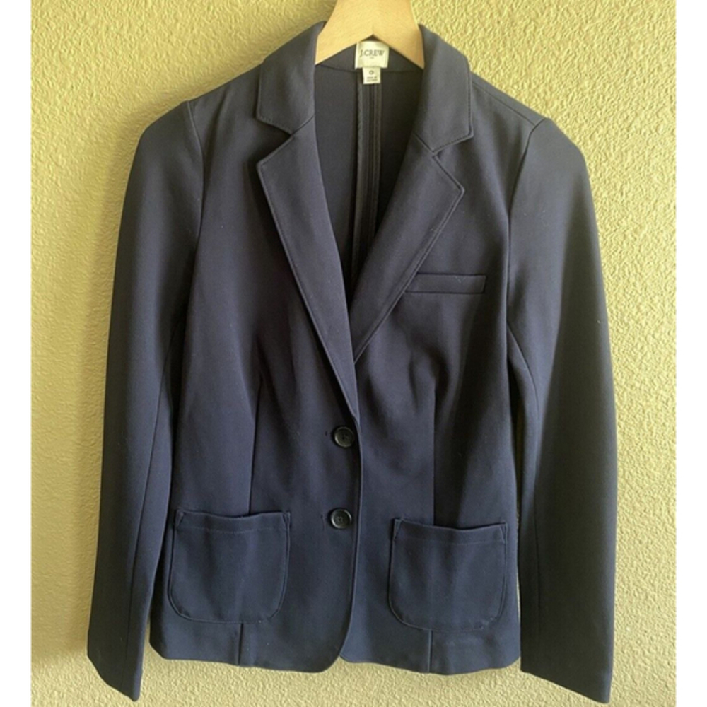 J. Crew Blazer Viscose Stretch Navy Blue‎ Women's Size 0